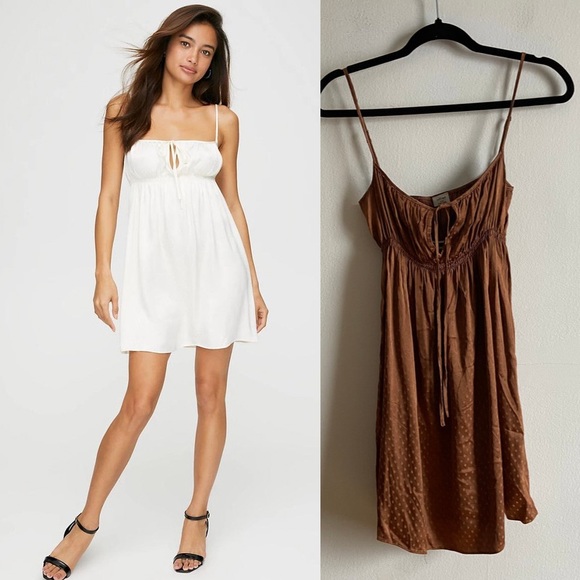 Aritzia Wilfred Minnie polka dots rust mini dress - Picture 1 of 11